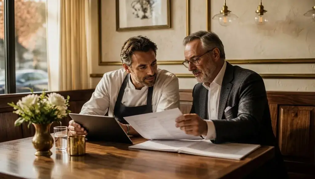 Restaurant consultant pricing: owner and advisor reviewing an engagement plan